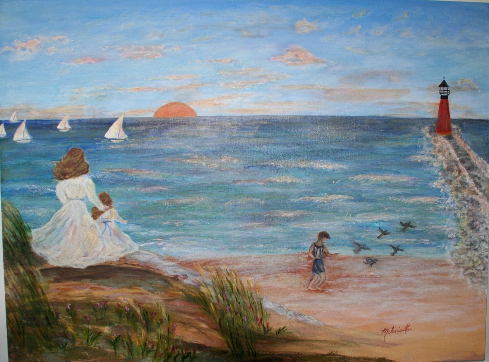 Lady and the Lighthouse-Oil on Canvas